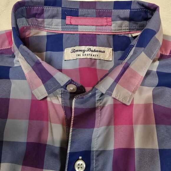 Tommy Bahama Siesta Key Check Collection Pink Blue Men's Large Long Sleeve - Picture 2 of 11